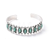 Synthetic Turquoise Horse Eye Beaded Open Cuff Bangle BJEW-B067-01-3