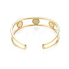 Enamel Flat Round Open Cuff Bangle with Clear Cubic Zirconia BJEW-N012-026-2