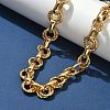 304 Stainless Steel Textured Double Ring Link Chain Necklaces NJEW-S453-02G-B-3