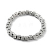 202 Stainless Steel Grooved Column Beaded Stretch Bracelets for Men Women BJEW-D034-02P-1