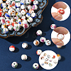 90Pcs 9 Colors Floral Printed Porcelain Beads PORC-SC0001-20-3