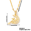 Brass Pave Clear Cubic Zirconia Shiny Cute 3D Bear Moon Pendant Necklaces for Women XT3479-2-3