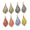 Baking Paint & Golden Metal Enlaced Glass Pendants GL-CBA010C-07G-1