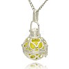 Silver Color Plated Brass Hollow Round Cage Pendants LS-KK-J235-10S-2