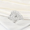 Anti-Tarnish 304 Stainless Steel Heart Open Cuff Rings RJEW-M047-08P-1