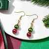 Baking Painted Pearlized Glass Pearl Dangle Earrings EJEW-JE05694-1-3