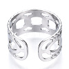 304 Stainless Steel Curb Chains Shape Open Cuff Ring RJEW-N040-04-3