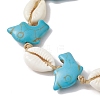 Natural Mixed Cowrie Shell with Synthetic Turquoise Beaded Anklets AJEW-AN00596-03-3
