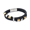 Men's Braided Black PU Leather Cord Bracelets BJEW-K243-65AS-1