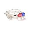 Glass Braided Bead Finger Ring RJEW-TA00063-5