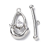 Brass Pave Clear Cubic Zirconia Toggle Clasps KK-P223-45P-1