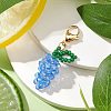 Glass Seed Beaded Grape Pendant Decoration HJEW-MZ00158-01-1