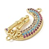 Rack Plating Brass Micro Pave Colorful Cubic Zirconia Moon with Couple Connector Charms KK-A234-083G-2