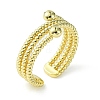 Rack Plating Brass Triple Line Open Cuff Ring for Women RJEW-K243-04G-2