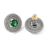 304 Stainless Steel Pave Cubic Zirconia Twisted Chain Disc Stud Earrings for Women EJEW-G390-06P-02-1