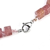 Natural Strawberry Quartz Hexagon Prism Graduated Beaded Necklaces for Women Men NJEW-K388-03U-3