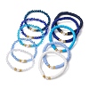 10Pcs Polymer Clay Disc & Glass & Brass Beaded Stretch Bracelets Set BJEW-JB09676-01-4