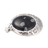 Natural Snowflake Obsidian Pendants with Hollow Platinum Brass Findings G-P448-A11-P-4