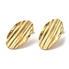 Ion Plating(IP) 304 Stainless Steel Groove Oval Stud Earrings EJEW-C114-29G-2