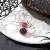 Natural Amethyst Beaded Finger Rings RJEW-TA00210-03-1