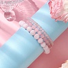 3Pcs Round Natural Rose Quartz Beads Stretch Bracelets BJEW-JB10963-4