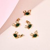 5Pcs Brass Micro Pave Clear & Green Cubic Zirconia Pendants ZIRC-SZ0003-22-2