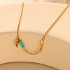 304 Stainless Steel with Synthetic Turquoise Faceted Round Beads Wing Charm Anklets for Women FS-WGB68FD-01-2