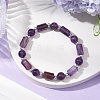 Natural Amethyst Round Beaded Stretch Bracelets BJEW-JB11137-01-2