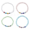 4Pcs 4 Colors Cat Eye & Handmade Evil Eye Lampwork Round Beaded Stretch Bracelets for Women BJEW-JB12289-2