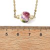Handmade Flower Printed Porcelain Round Pendant 304 Stainless Steel Satellite Chain Necklaces for Women NJEW-JN06473-4