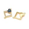 Brass Micro Pave Clear Cubic Zirconia & Shell Rhombus with Heart Connector Charms KK-I357-02G-2