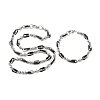 PVD Vacuum Plating 201 Stainless Steel Round & Arch Link Chain Necklace & Bracelets Set SJEW-G083-13EBP-1