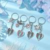 4Pcs 4 Styles Tibetan Style Alloy Keychains KEYC-JKC00804-2