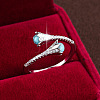 Brass Micro Pave Cubic Zirconia Cuff Open Rings WG05E03-03-1