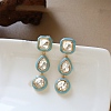 Brass Enamel & Clear Cubic Zirconia Stud Dangle Earrings WGFA43A-01-2