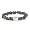 Natural Lava Rock Beaded Stretch Bracelet BJEW-JB08294-04-1