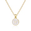 Alloy White Enamel Flat Round with Letter Pendant Necklaces FS-WG63565-23-1