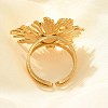 304 Stainless Steel Flower Open Cuff Rings for Women STAS-Z108-04G-2