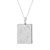 304 Stainless Steel Rectangle Openable Photo Locket Pendant Cable Chain Necklaces for Women WGFF668-07-1