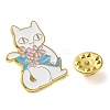 Cartoon Yoga Cat & Flower Enamel Pins JEWB-E030-01G-02-3
