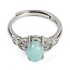 Oval Natural Mixed Stone Adjustable Rings RJEW-Q819-01P-3