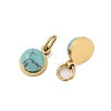 Ion Plating(IP) Synthetic Turquoise Half Round Charms with Jump Ring STAS-A097-05G-06-2