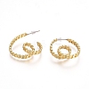 Semicircular Brass Curb Chain/Twisted Chain Stud Earrings EJEW-E196-10G-2