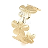 Brass Flower Cuff Bangles for Women BJEW-A090-01G-4