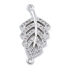 Rack Plating Brass Micro Pave Clear Cubic Zirconia Hollow Leaf Connector Charms KK-A234-055P-1