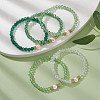 5Pcs Glass & Brass & Acrylic Beaded Stretch Bracelets Set BJEW-JB09677-04-5