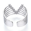 304 Stainless Steel Initial Letter V Open Cuff Ring RJEW-N040-05-3