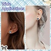 160Pcs 4 Styles Flat Round 304 Stainless Steel Stud Earring Settings with Transparent Glass Cabochons with 304 Stainless Steel Ear Nuts with Plastic Ear Nuts FIND-YW0005-37-6