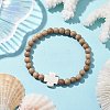 6mm Round Wood Beaded Stretch Bracelets BJEW-JB10312-02-2