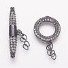 Brass Micro Pave Cubic Zirconia Ring Toggle Clasps ZIRC-P050-11B-1